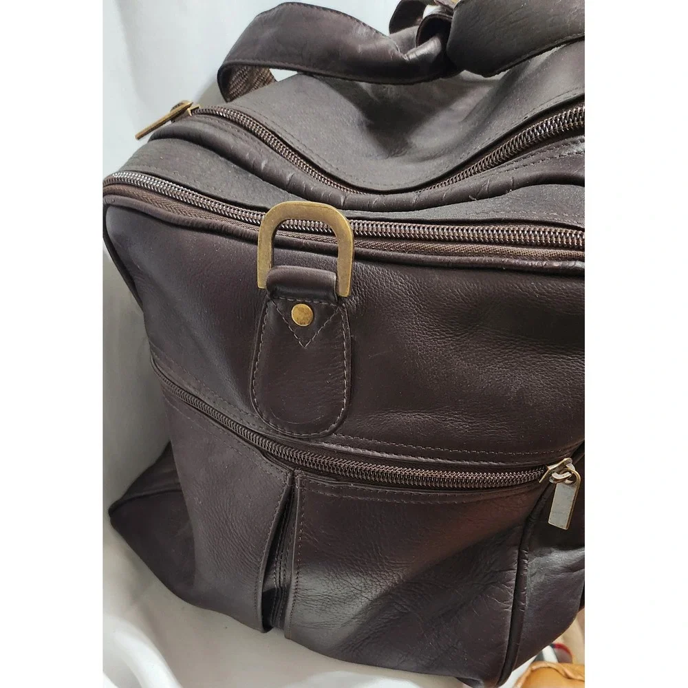 Links Kings Brown Leather Duffel Bag Travel Weekend Carry On Brass Hardware